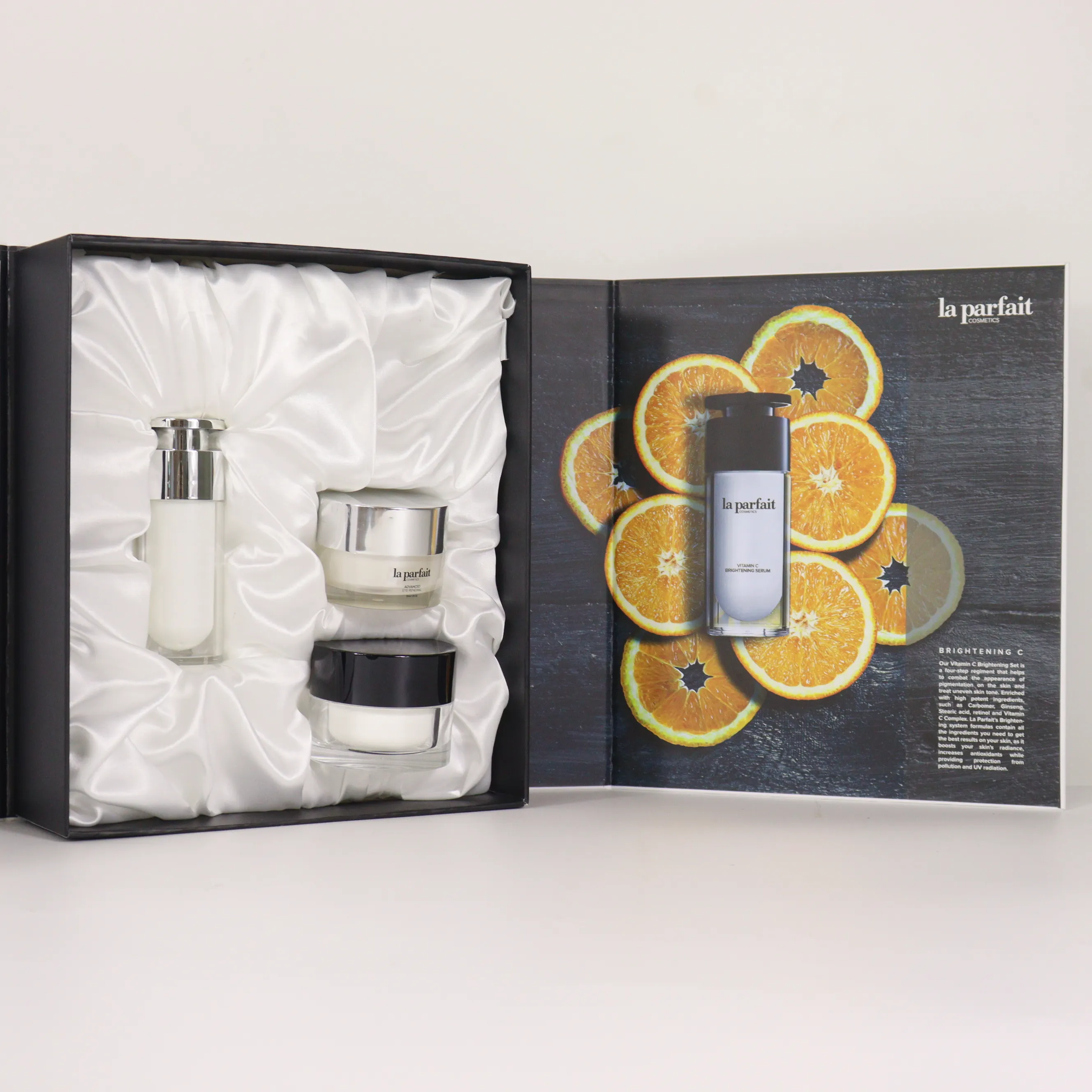 Squisita scatola di immagazzinaggio cosmetici unico set per la cura della pelle scatola di imballaggio con raso scheda interna
