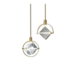 Bedroom Bedside Small Pendant Light Minimalist Nordic Light Bar Dining Square Crystal chandelier