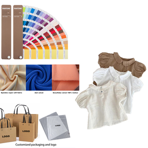 Custom Girs <span class=keywords><strong>abbigliamento</strong></span> Baby Doll t-shirt con risvolto morbido manica corta per bambine t-shirt dolce cotone <span class=keywords><strong>abbigliamento</strong></span> per bambini tessuto - Product Image 2