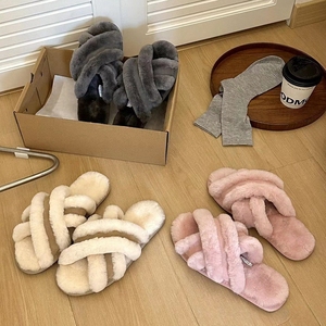 Custom Designed Women's Wool <b>slippers</b> for Winter Ankle Height Flat Cross Home shoes with Warm & Soft features Rubber lnsole - Product Image 6