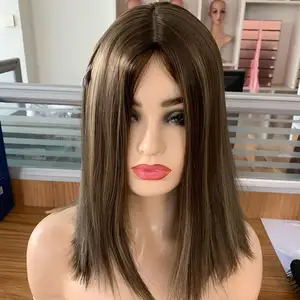 Qingdao Pabrik Nyata Alami Eropa Rambut Manusia Sheitel Yahudi Wig Kosher Wig dengan Sutra Top