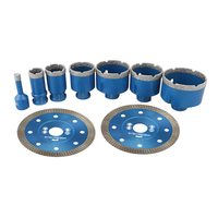 Jeu de forets céramiques M14, outils diamantés brasés, 9 pièces, scie cloche à sable bleu, boîte en aluminium personnalisable, modèle 039