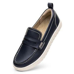 Mocasines de Cuero Genuino para Hombre, Zapatos Planos Sin Cordones, Transpirables, Ligeros, con Suela de Goma, Calzado Informal para Oficina y Caminar - Product Image 1