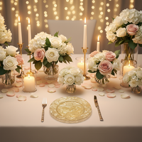 Assiettes de présentation Roncooker Classic Solid en plastique doré de 13 pouces pour mariage, banquet, fête de Noël, restaurant, traiteur