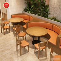 Banc de restaurant moderne sur mesure en bois massif, table et chaises de salle à manger, banquette double face pour restauration rapide et table basse
