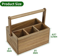 Support à couverts en bois OEM avec poignée, organisateur de comptoir de cuisine pour assiettes, tasses, fourchettes, cuillères, stylos et outils de barbecue