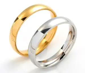 4Mm Binnenste En Buitenste Bal Boog Glad Titanium Staal Paar Roestvrij Stalen Ring Voor Mannen Ring