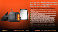 Rétroviseur latéral chauffant avec clignotant intégré pour Toyota Tundra 2007-2017 – Nouveau rétroviseur de porte