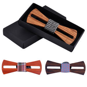 Vente en gros de nœuds <span class=keywords><strong>papillon</strong></span> en <span class=keywords><strong>bois</strong></span> creux à quantité minimale de commande bas avec boîte cadeau pour hommes - Product Image 2