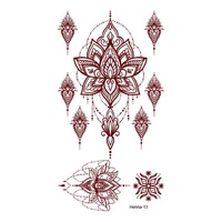 Autocollants de tatouage temporaire au henné rouge Henne Tatouage Marron Henné Designs de tatouage Autocollants Femmes