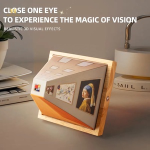 Lampe de nuit LED visuelle à œil nu moderne créative en bois pour salon, lampe d'ambiance murale non perforé<span class=keywords><strong>e</strong></span> - Product Image 2