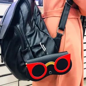 만화 여성 휴대용 선글라스 가방 안경 상자 PU 가죽 안경 케이스 귀여운 선글라스 보호 가방
