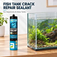 Scellant en silicone de qualité marine, adhérence stable sur panneaux de verre pour aquariums commerciaux et fabrication de grands aquariums.