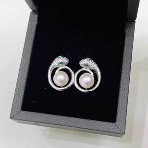 22441 Argent S925 Accessoires de perles DIY, plateau vide pour bijoux serpent spirituel, boucles d'oreilles avec perles de 6-8 mm - Product Image 2