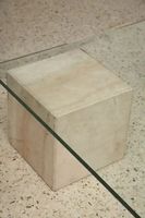 Table basse en marbre de luxe nordique, plateau carré en verre, pieds personnalisés, Table basse en travertin