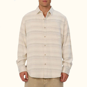 Vendita Calda Camicie a Righe da Uomo all'Ingrosso Manica Lunga Collo Alto Stile Casual Confortevole <span class=keywords><strong>Camicia</strong></span> <span class=keywords><strong>Online</strong></span> - Product Image 1