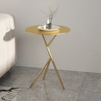 Vente en gros Petite table d'appoint ronde en métal pour café en métal noir pour patio et balcon