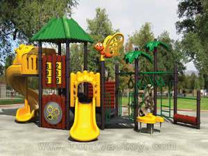Parque infantil al aire libre, casa de juegos, equipo de juguete, parque temático, juegos de <span class=keywords><strong>columpio</strong></span>, tobogán grande de plástico - Product Image 2
