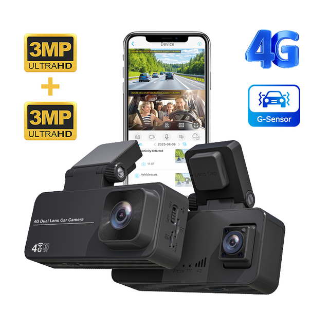 4G Dual Lens Dash Camera Black Box Camera Vehicle Camera Dash Car DVR Camera with Live Remote Viewing GPS Tracking