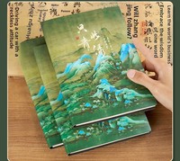 Carnet A5 imprimé UV style vintage tendance chinoise, personnalisable avec logo, impression de haute qualité, aspect professionnel, en similicuir