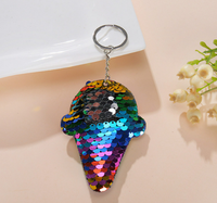 Porte-clés réversibles en sequins scintillants de dessin animé flamant rose pour décorations de sacs