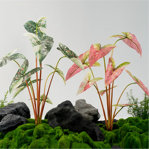 ก้านใบไม้ประดิษฐ์ 8 ใบ หลากสีสัน รูปทรงหัวลูกศร พร้อมแจกัน ตกแต่งบ้านและสำนักงานได้เลย - Product Image 4