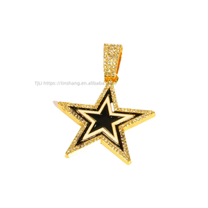 Collar con Colgante de Estrella de Cinco Puntas con Goteo de Aceite Azul y Perla, Insignia del Equipo de Rugby de los Dallas Cowboys, Éxito de Ventas Europeo y Americano - Product Image 1