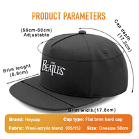 Casquette Snapback Heycap personnalisée de haute qualité à 5 panneaux avec logo en cuir, visière Hip Pop, pour hommes, en laine-acrylique, Gorras, casquette à dessus plat