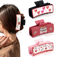 Pince à cheveux carrée en PU rose vintage en forme de cœur, pince requin personnalisée tendance pour femme, accessoires de coiffure pour chignon