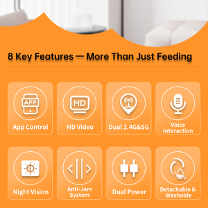 4L Plastic Smart Pet <strong>Feeder</strong> with 2 Mega Pixel HD Camera WiFi 2.4G 5G App Control Automatic <strong>Cat</strong> Dry Food Dispenser - Product Image 3