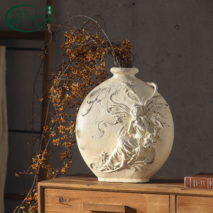 Vase en terre cuite de style français Yan Yujia, 8-16 pouces, vintage, avec ange sculpté, blanc, décoration de table pour l'intérieur de la maison - Product Image 2