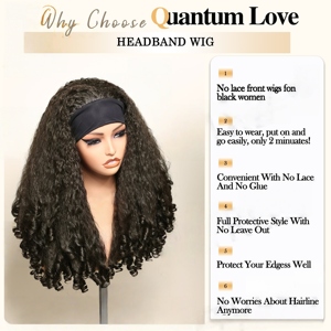 Parrucche <span class=keywords><strong>Afro</strong></span> Kinky Curly Straight per Donne di Colore, Lunghe con Fascia, Sintetiche, Classiche, Voluminose, Ondulate, Senza Colla, Resistenti al Calore, Premium - Product Image 6
