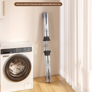 Funktionale <span class=keywords><strong>3</strong></span>/4/5 Zahnräder 2 Stangen Edelstahl-Wäsche trockner Ausziehbarer und faltbarer Haken typ für den Heim balkon - Product Image 4