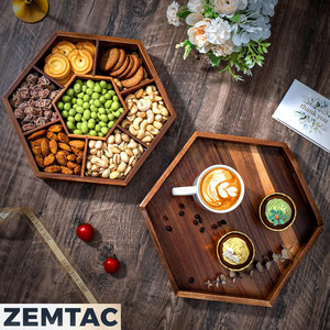 Plateau de service en bois à double usage pour fruits secs, collations et boissons, avec couvercle - Product Image 2