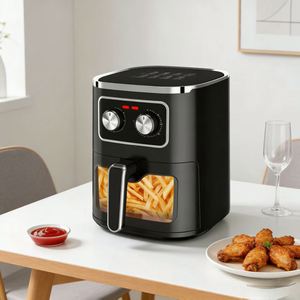 Friteuse électrique carrée en plastique 5L à commande manuelle, sans huile, avec fonction de cuisson et fenêtre de visualisation, à haute efficacité énergétique - Product Image 5