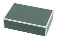Caja de Madera Rectangular con Tapa para Gemelos de Hombre, Diseño Liso con Acabado Brillante de Lujo Personalizado por Sonny, Color Gris, con Capacidad para 20 Pares