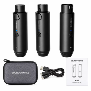 เครื่องรับส่งสัญญาณไมโครโฟนไร้สายพร้อมอินเทอร์เฟซ XLR ระยะ 50 ม. ไมโครโฟนคอนเดนเซอร์แบบ Lavalier ระบบเสียง 24 บิตสำหรับการแสดงบนเวที - Product Image 1