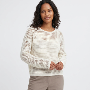 Suéter de Punto Fino Informal de Invierno para Mujer, Cuello Redondo, Manga Larga, 60% Algodón, 40% Acrílico, Transpirable - Product Image 1