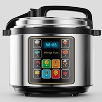Cuisinière à pression électrique 5L, double pulvérisation, revêtement en aluminium, multifonction, minuteur, écran LCD, cuisinière intelligente