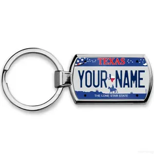 Custom Design Embossed Aluminum Car Number Plate Keychain License Plate Keychain for Gifts