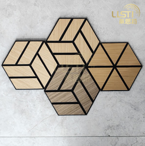 Tablero <span class=keywords><strong>absorbente</strong></span> de sonido autoadhesivo hexagonal estilo europeo tallado en cualquier forma paneles acústicos de techo de pared interior/exterior - Product Image 1