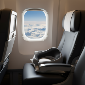 Memory Foam Travel <b>Pillow</b> Double Layered <b>Neck</b> <b>Support</b> Black Gray <b>for</b> Comfortable Traveling - Product Image 2