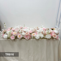 DKB - Camino de Mesa Decorativo para Bodas, Rosas Artificiales de Seda Roja, Centro de Mesa y Camino de Mesa Floral