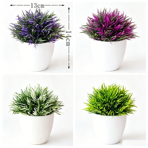 MSH I1264 Plantes vertes artificielles semi-sphériques Décoration d'intérieur Petites plantes en pot Ornements floraux PVC Bonsaï Durable 12cm - Product Image 2