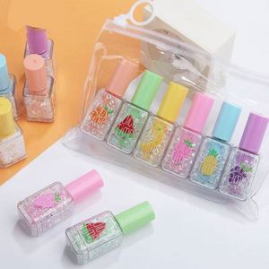 Lot de 6 stylos surligneurs promotionnels non effaçables, motif fruits à paillettes, 6 couleurs, taille mini, pointe de pinceau oblique - Product Image 6