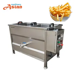 stainless steel banana plantain chips fryer/small double basket vegetable blanching machine/fresh potato chips blanching machine