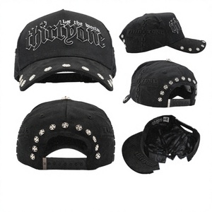 Casquette de baseball unisexe 5 panneaux en tissu Dobby éponge, velours coton, broderie 3D, strass, ajustable, style sportif streetwear - Product Image 3