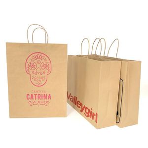 Sac fourre-tout en papier kraft personnalisé en gros pour OEM, matériaux recyclés, poignée à patch, logo personnalisé, promotion d'exposition, vente rapide, cadeau à emporter - Product Image 4
