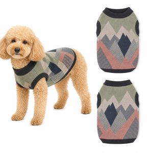 Suéter de punto geométrico sin mangas para perro, ropa para mascotas, México, OEM, chaleco de punto cálido con ribete acanalado para mascotas - Product Image 1