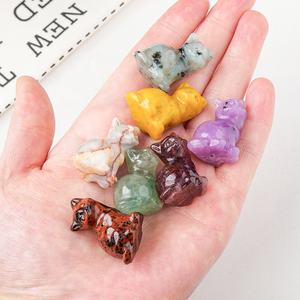 Cristallo naturale gatto fortunato che intaglia pietra grezza Semi prezioso animale artigianale per decorazione artigianale all'ingrosso - Product Image 2